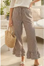 Ginger Gingham Casual Ruffled Hem  Crop Pant