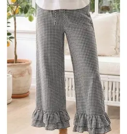 Ginger Gingham Casual Ruffled Hem  Crop Pant