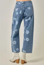 Daisy Printed Barrel Jeans