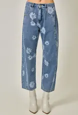 Daisy Printed Barrel Jeans