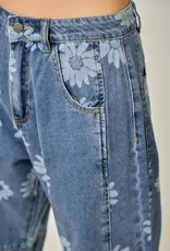 Daisy Printed Barrel Jeans