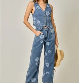 Daisy Printed Barrel Jeans