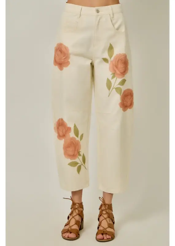 Farrah Floral Denim Barrel Jean