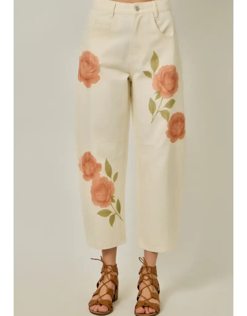 Farrah Floral Denim Barrel Jean