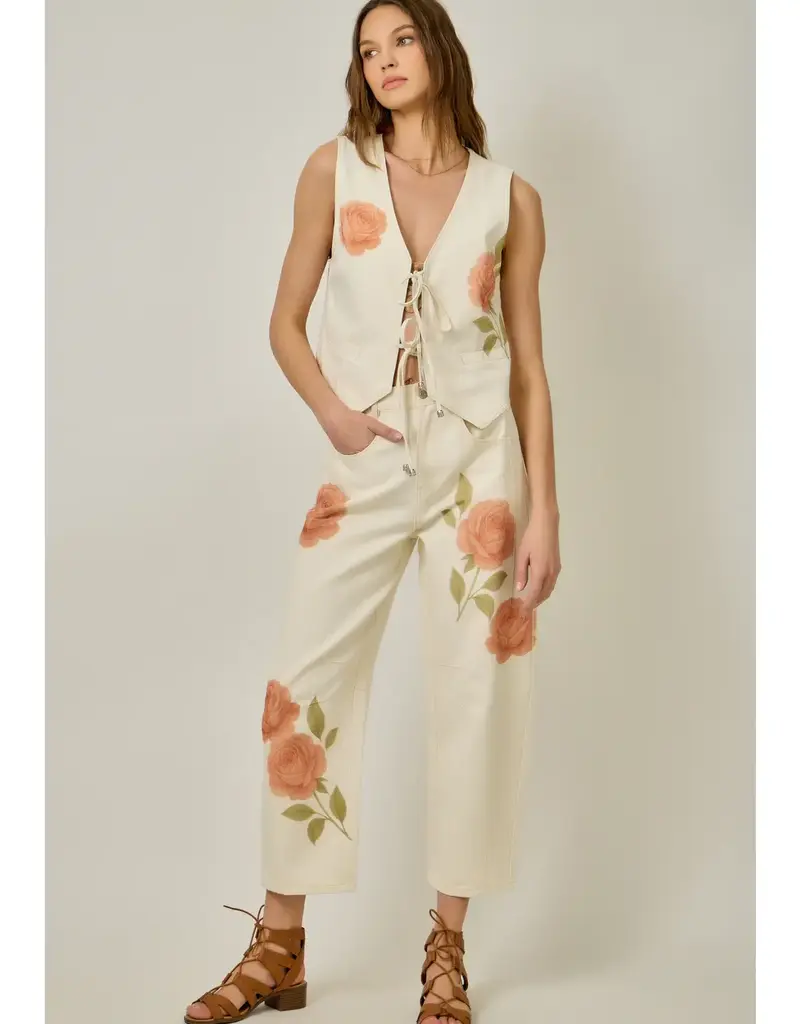 Farrah Floral Denim Barrel Jean