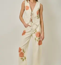 Farrah Floral Printed Denim Vest