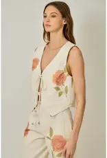 Farrah Floral Printed Denim Vest
