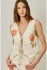 Farrah Floral Printed Denim Vest