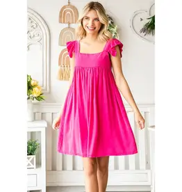 Dolly Dress With Ruffle Strap & Button Back Detail