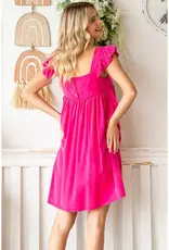 Dolly Dress With Ruffle Strap & Button Back Detail