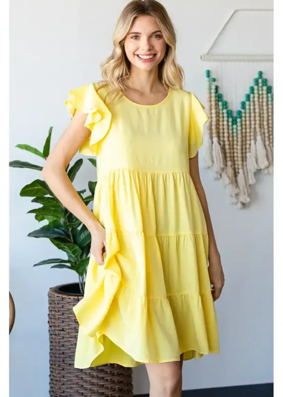 Tiffany Tencel Flutter Sleeve Tiered Dress