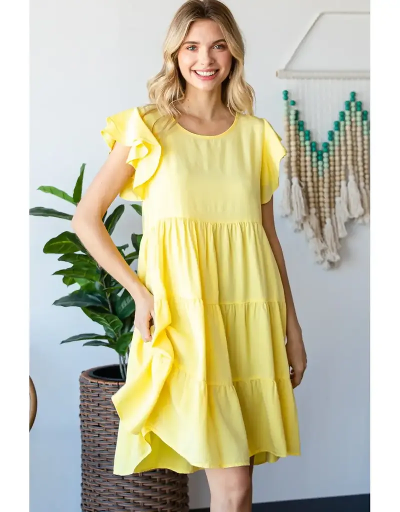Tiffany Tencel Flutter Sleeve Tiered Dress
