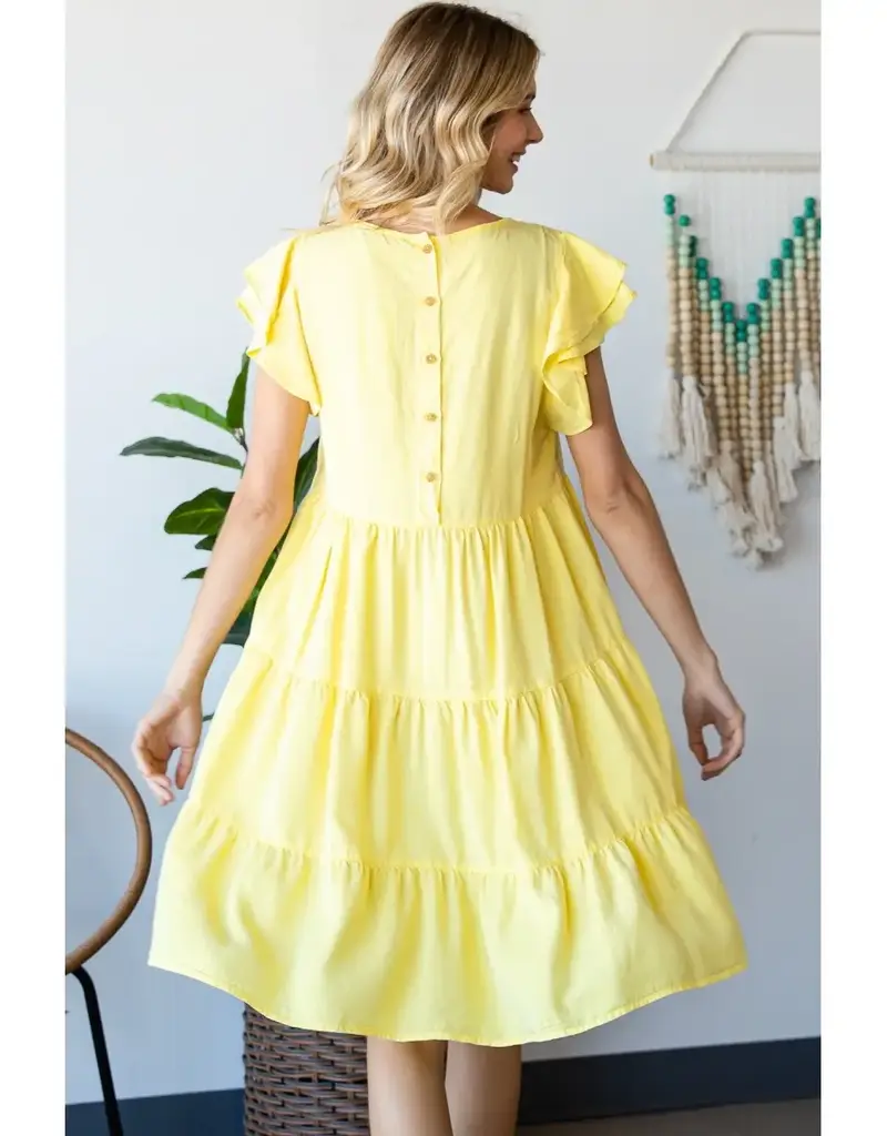 Tiffany Tencel Flutter Sleeve Tiered Dress
