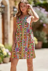 Brielle Geometric Boho Print Dress