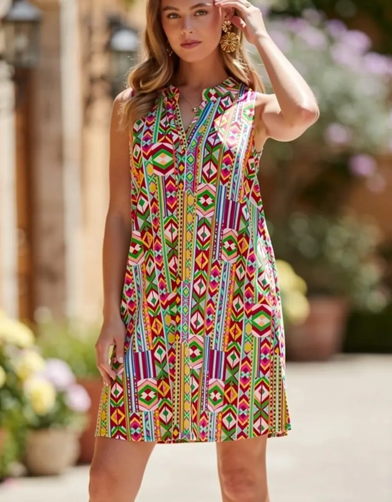 Brielle Geometric Boho Print Dress