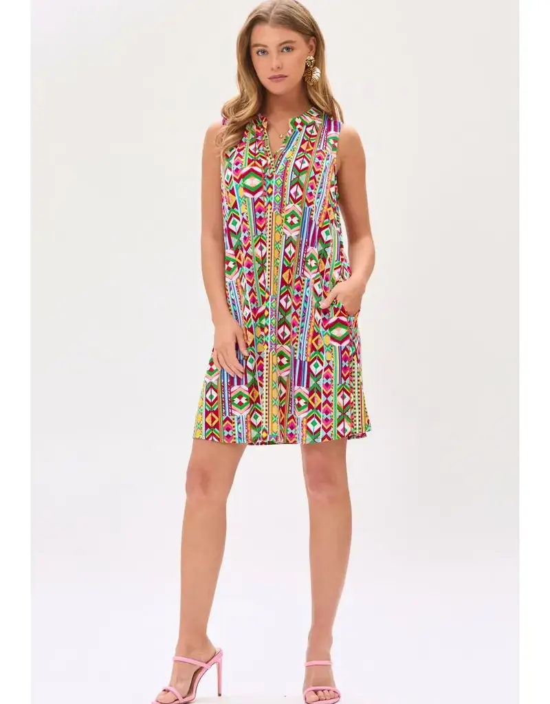 Brielle Geometric Boho Print Dress