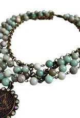 Amazonite Layered Necklace With Refurbished LV Pendant
