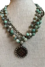 Amazonite Layered Necklace With Refurbished LV Pendant