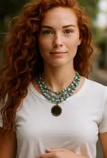 Amazonite Layered Necklace With Refurbished LV Pendant