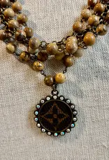 Natural Jasper Layered Necklace With refurbished LV Pendant
