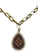 Teardrop Rhinestone Necklace With Refurbished LV Pendant