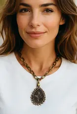 Teardrop Rhinestone Necklace With Refurbished LV Pendant