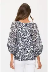 Finley Floral Mix Lattice Bubble Hem Top
