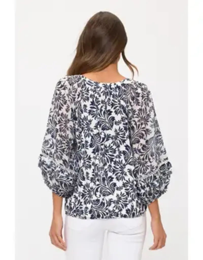 Finley Floral Mix Lattice Bubble Hem Top