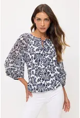 Finley Floral Mix Lattice Bubble Hem Top