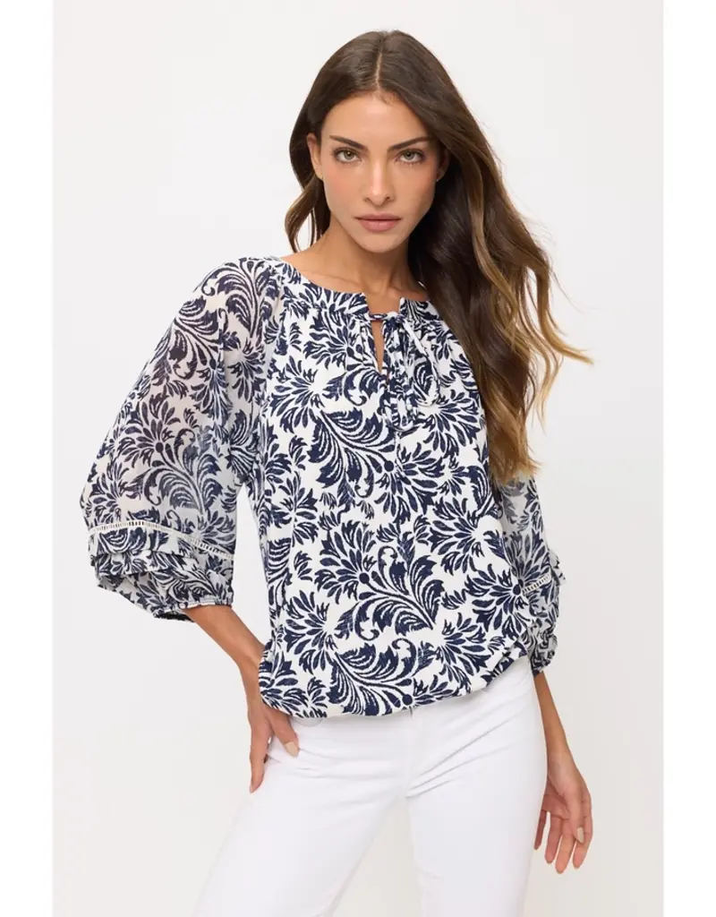 Finley Floral Mix Lattice Bubble Hem Top