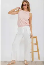 Ribbed Viscose Crew Neck Loose Fit Tank