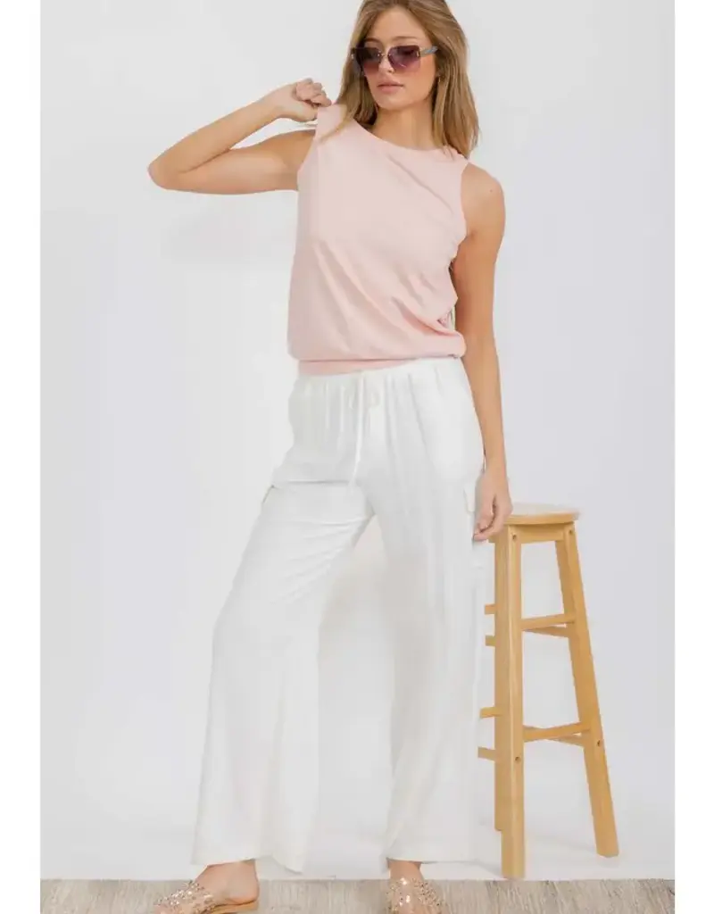 Ribbed Viscose Crew Neck Loose Fit Tank