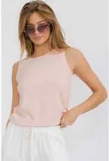 Ribbed Viscose Crew Neck Loose Fit Tank