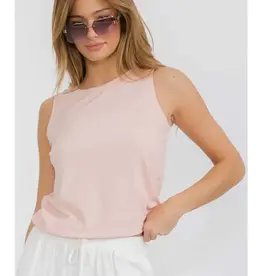 Ribbed Viscose Crew Neck Loose Fit Tank