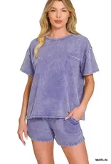 Amanda Acid Washed Top & Short Set