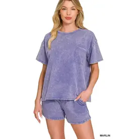 Amanda Acid Washed Top & Short Set