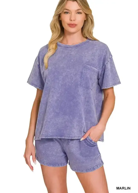 Amanda Acid Washed Top & Short Set