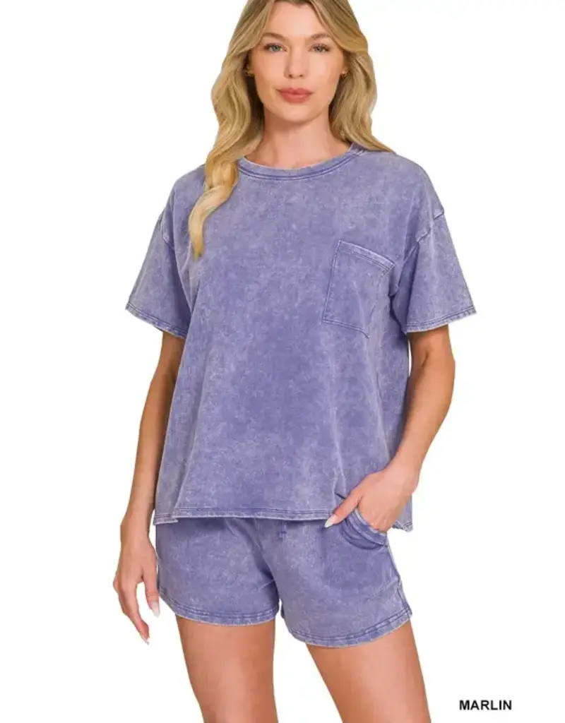 Amanda Acid Washed Top & Short Set