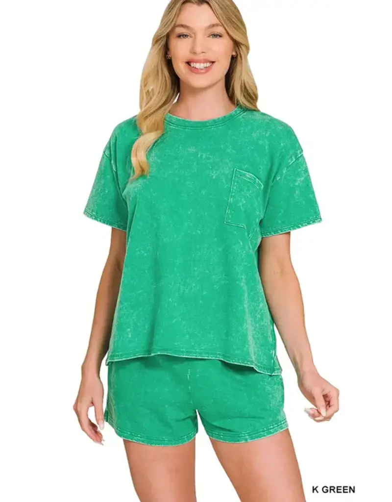 Amanda Acid Washed Top & Short Set