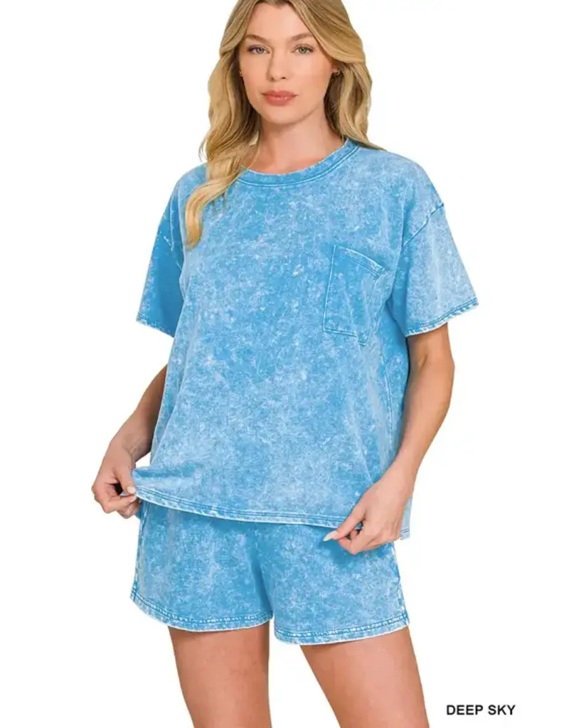 Amanda Acid Washed Top & Short Set