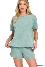 Amanda Acid Washed Top & Short Set