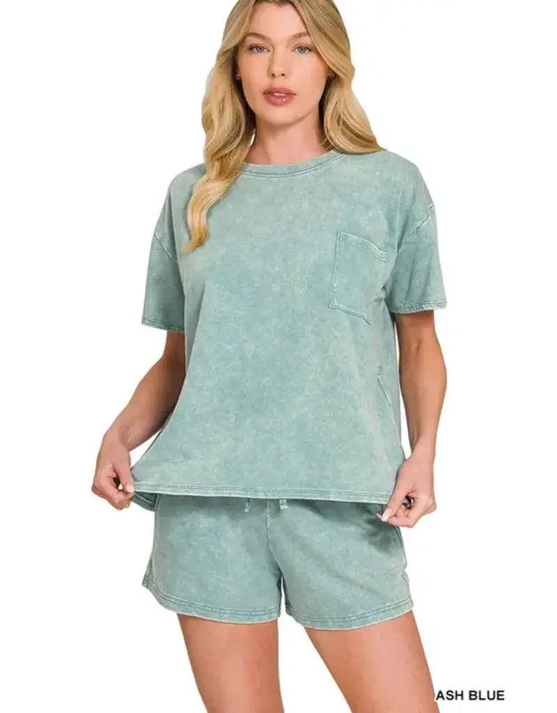 Amanda Acid Washed Top & Short Set