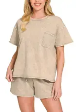 Amanda Acid Washed Top & Short Set