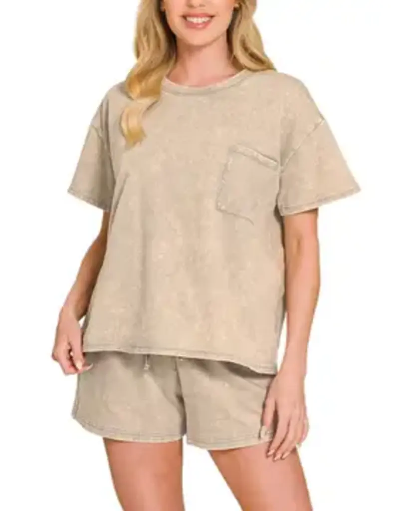 Amanda Acid Washed Top & Short Set