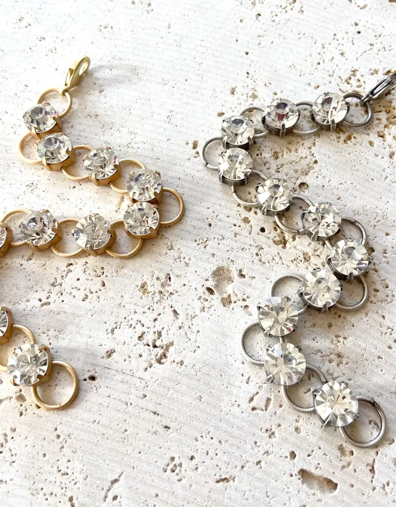 Chunky Crystal Bracelet - Burnished Silver