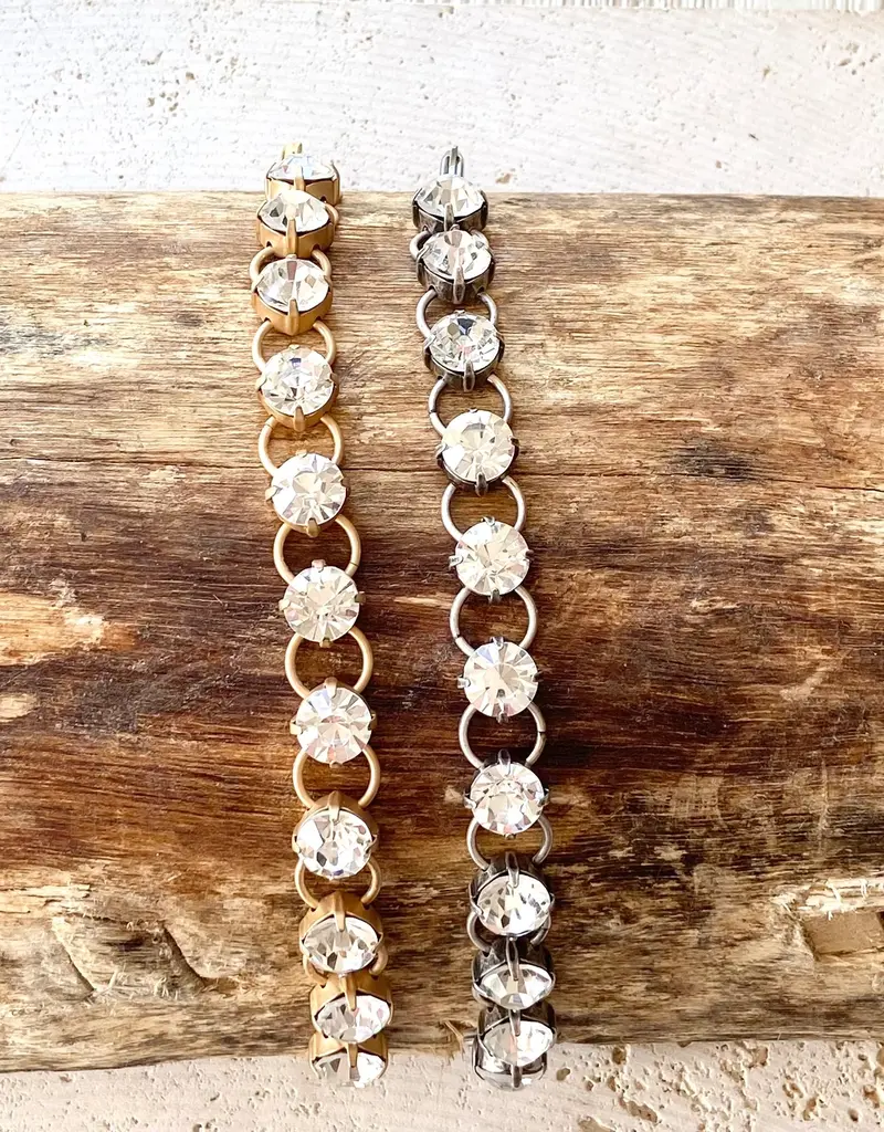 Chunky Crystal Bracelet - Burnished Silver