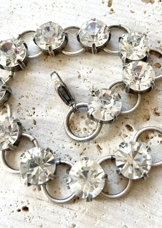 Chunky Crystal Bracelet - Burnished Silver