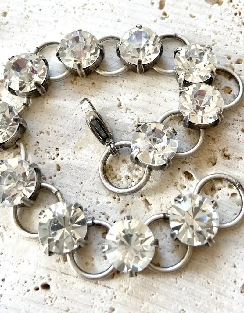 Chunky Crystal Bracelet - Burnished Silver
