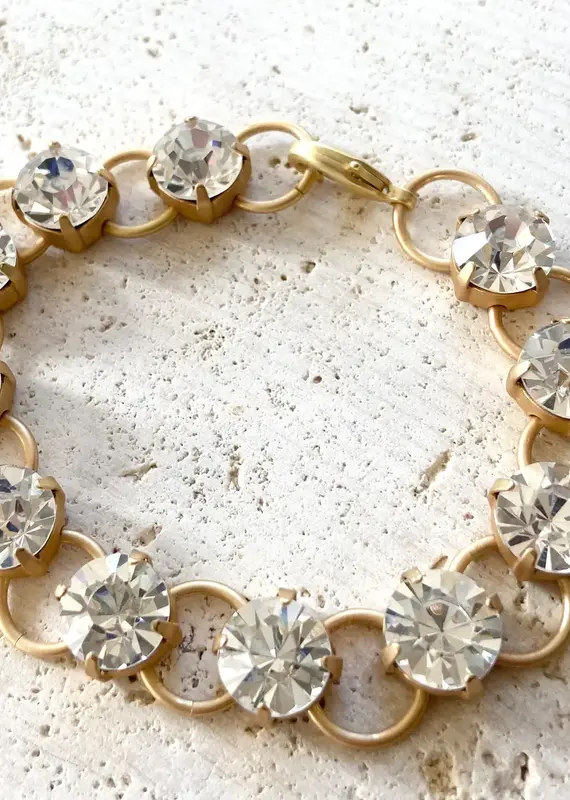 Chunky Crystal Bracelet - Matte gold