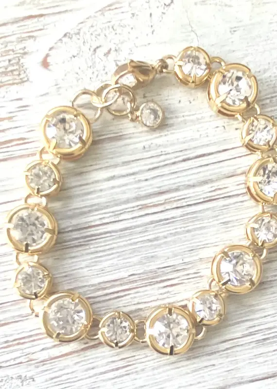 Crystal Bracelet Chunky Bracelet - Gold